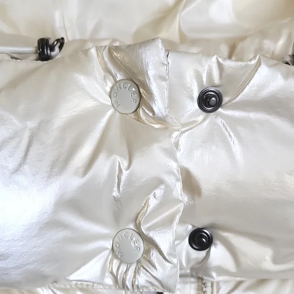 NWT$1550 MONCLER Diotis Hooded Quilted Metallic Pearl Puffer Gilet Vest 1 Small - Picture 9 of 16